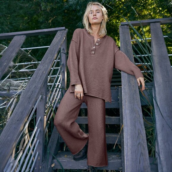 FREE PEOPLE Hailee Sweater Set - brown  🎉 Brand New without care tag - Picture 10 of 12